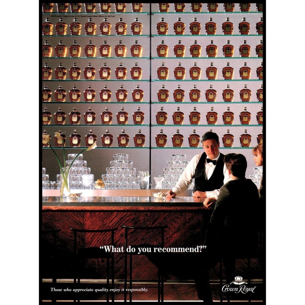 1993 Crown Royal Canadian Whisky Whiskey Vintage Print Ad Bartender Wall Art